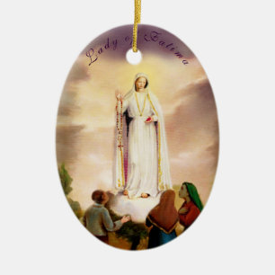 PixDezines Our Lady of Fatima, Text C Keramisch Ornament
