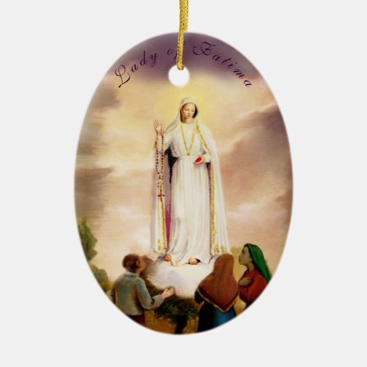 PixDezines Our Lady of Fatima, Text  C Keramisch Ornament (Voorkant)