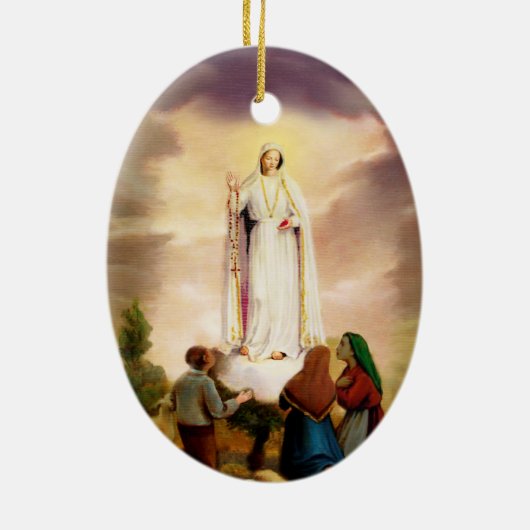 PixDezines Our Lady of Fatima, Text C Keramisch Ornament (Achterkant)