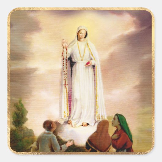 PixDezines Our Lady of Fatima Vierkante Sticker (Voorkant)