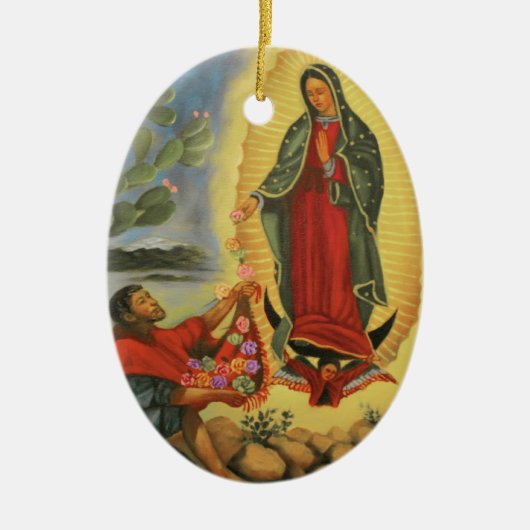 PixDezines Our Lady of Guadalup, tekst  Keramisch Ornament (Voorkant)