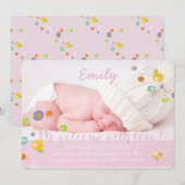 PixDezines paardenbloemen, foto geboorte aankondig Aankondiging (Voorkant / Achterkant)