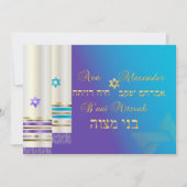 PixDezines Paars/Aqua Tallits/B'nai Mitzvah Kaart (Voorkant)