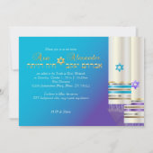 PixDezines Paars/Aqua Tallits/B'nai Mitzvah Kaart (Achterkant)