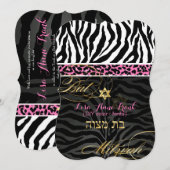 PixDezines paars/DIY kleur/Zebra/Bat Mitzvah Kaart (Voorkant / Achterkant)