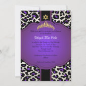 PixDezines Paars Leopard+tiara/bat mitzvah Kaart (Achterkant)