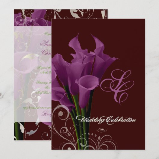 PixDezines paarse calla lilies/dij Kaart (Voorkant / Achterkant)