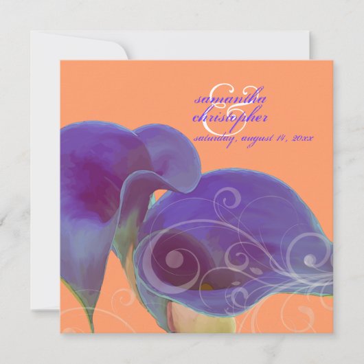 PixDezines paarse calla's/diy Kaart (Voorkant)