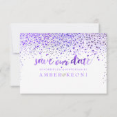 PixDezines Paarse Confetti/Save onze datum Save The Date (Voorkant)