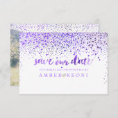 PixDezines Paarse Confetti/Save onze datum Save The Date (Voorkant / Achterkant)