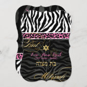 PixDezines paarse/DIY kleur/Zebra/Bat Mitzvah Kaart (Voorkant / Achterkant)