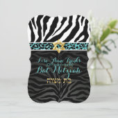 PixDezines paarse/DIY kleur/Zebra/Bat Mitzvah Kaart (Staand voorkant)