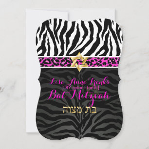 PixDezines paarse/DIY kleur/Zebra/Bat Mitzvah Kaart
