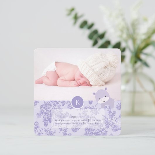 PixDezines paarse hippo+toile Aankondiging (Staand voorkant)