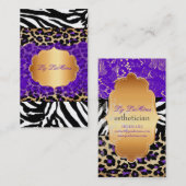 PixDezines paarse  kant + cheetah + zebra Visitekaartje (Voorkant / Achterkant)
