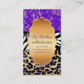 PixDezines paarse  kant + cheetah + zebra Visitekaartje (Achterkant)