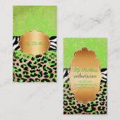 PixDezines paarse kant + cheetah + zebra Visitekaartje (Voorkant / Achterkant)