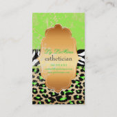 PixDezines paarse kant + cheetah + zebra Visitekaartje (Achterkant)