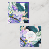 PixDezines Paarse orchidee Dark Blauwgroen Ti Leav Vierkante Visitekaartje (Voorkant / Achterkant)