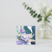 PixDezines Paarse orchidee Dark Blauwgroen Ti Leav Vierkante Visitekaartje (Staand voorkant)