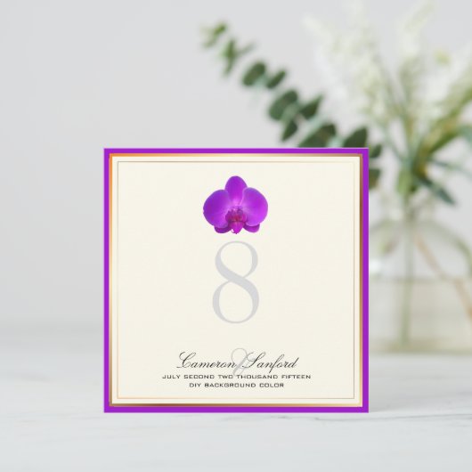 PixDezines paarse orchideeën/tabelnummers Kaart (Staand voorkant)