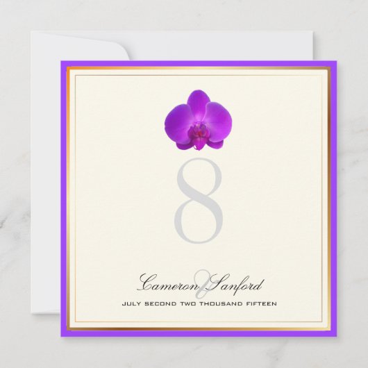 PixDezines paarse orchideeën/tabelnummers Kaart (Achterkant)