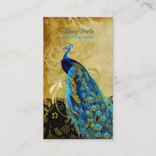 PixDezines  paarse pauw+kant/diy lettertypen Visitekaartje