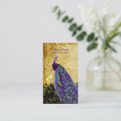 PixDezines  paarse pauw+lace/diy fonts Visitekaartje (Staand voorkant)