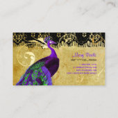 PixDezines  paarse pauw+lace/diy fonts Visitekaartje (Achterkant)