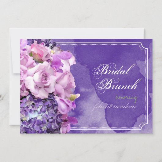 PixDezines paarse rozen/hydrangeas/DIY event Kaart (Voorkant)