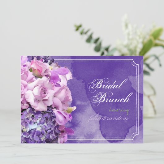 PixDezines paarse rozen/hydrangeas/DIY event Kaart (Staand voorkant)