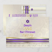 PixDezines Paarse Silk Tallit Bat Mitzvah Kaart (Voorkant / Achterkant)