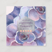 PixDezines Paarse Succulente Waterverf Vierkante Visitekaartje (Achterkant)