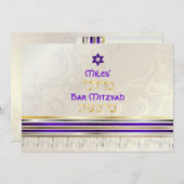 PixDezines Paarse Tallit Bar Mitzvah/gold Kaart (Voorkant / Achterkant)