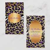 PixDezines paarse vintage+cheetah+zebra Visitekaartje (Voorkant / Achterkant)