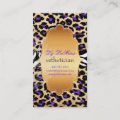 PixDezines paarse vintage+cheetah+zebra Visitekaartje (Achterkant)