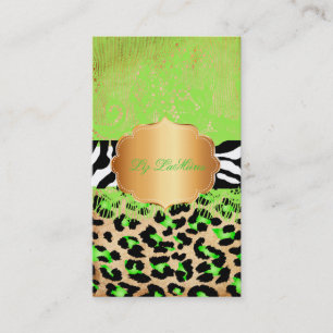 PixDezines paarse vintage kant+cheeta+zebra Visitekaartje