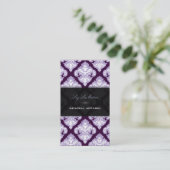 PixDezines Paarse + Witte Olivia Damask Visitekaartje (Staand voorkant)