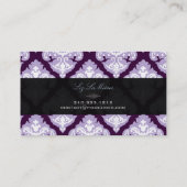PixDezines Paarse + Witte Olivia Damask Visitekaartje (Achterkant)