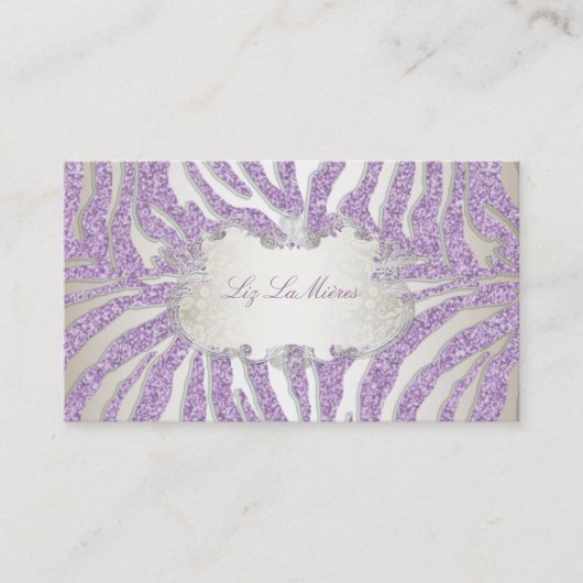 PixDezines paarse zebra/luipaard Visitekaartje (Voorkant)