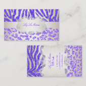 PixDezines paarse zebra/luipaard Visitekaartje (Voorkant / Achterkant)