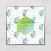 PixDezines PALM FRONDS, BLAUWGROEN BLAUW Vierkante Visitekaartje (Achterkant)