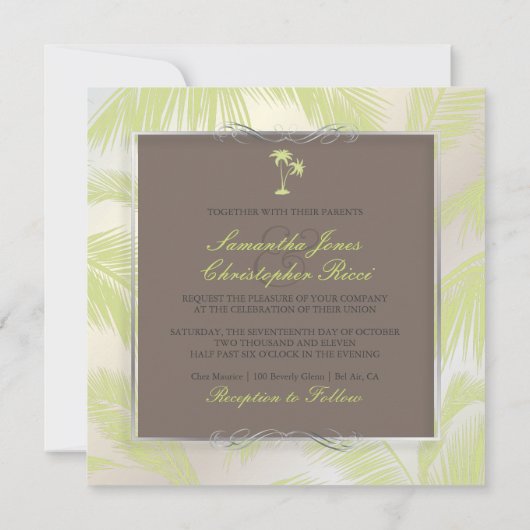 PixDezines Palm Fronds, Caca+Limoen Kaart (Achterkant)