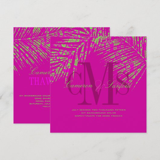 PixDezines palm fronds/diy achtergrond kleur+fonts Kaart (Voorkant / Achterkant)