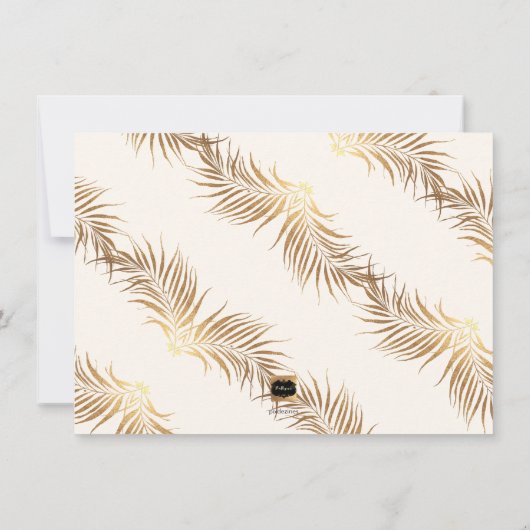 PixDezines Palm Fronds Faux Gold Modern Script Save The Date (Achterkant)