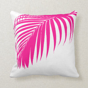 PixDezines Palm Fronds/Hot Pink/White Kussen