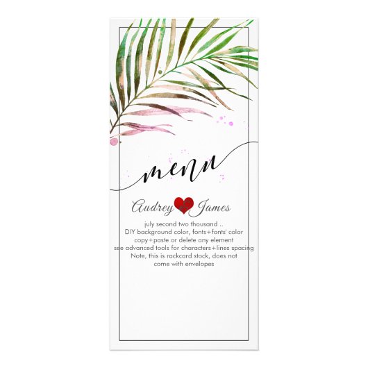 PixDezines Palm Fronds | Menu Groen (Voorkant)