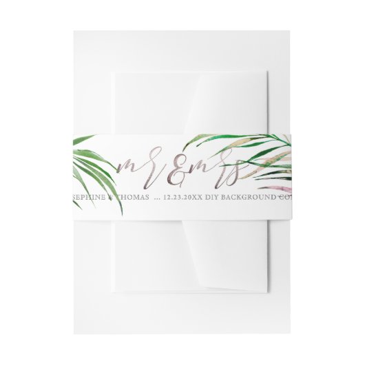 PixDezines Palm Fronds Mr+Mrs Uitnodigingen Wikkel (Voorkant Voorbeeld)