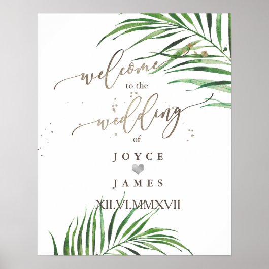 PixDezines PALM FRONDS WELKOM SIGN Poster (Voorkant)