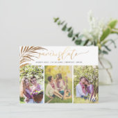PixDezines Palmbladeren Nepgoud Moderne Script Save The Date (Staand voorkant)